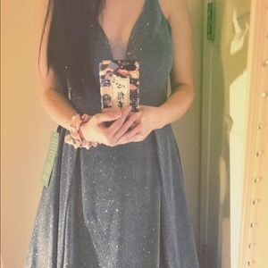 Beautiful blue glittery prom dress